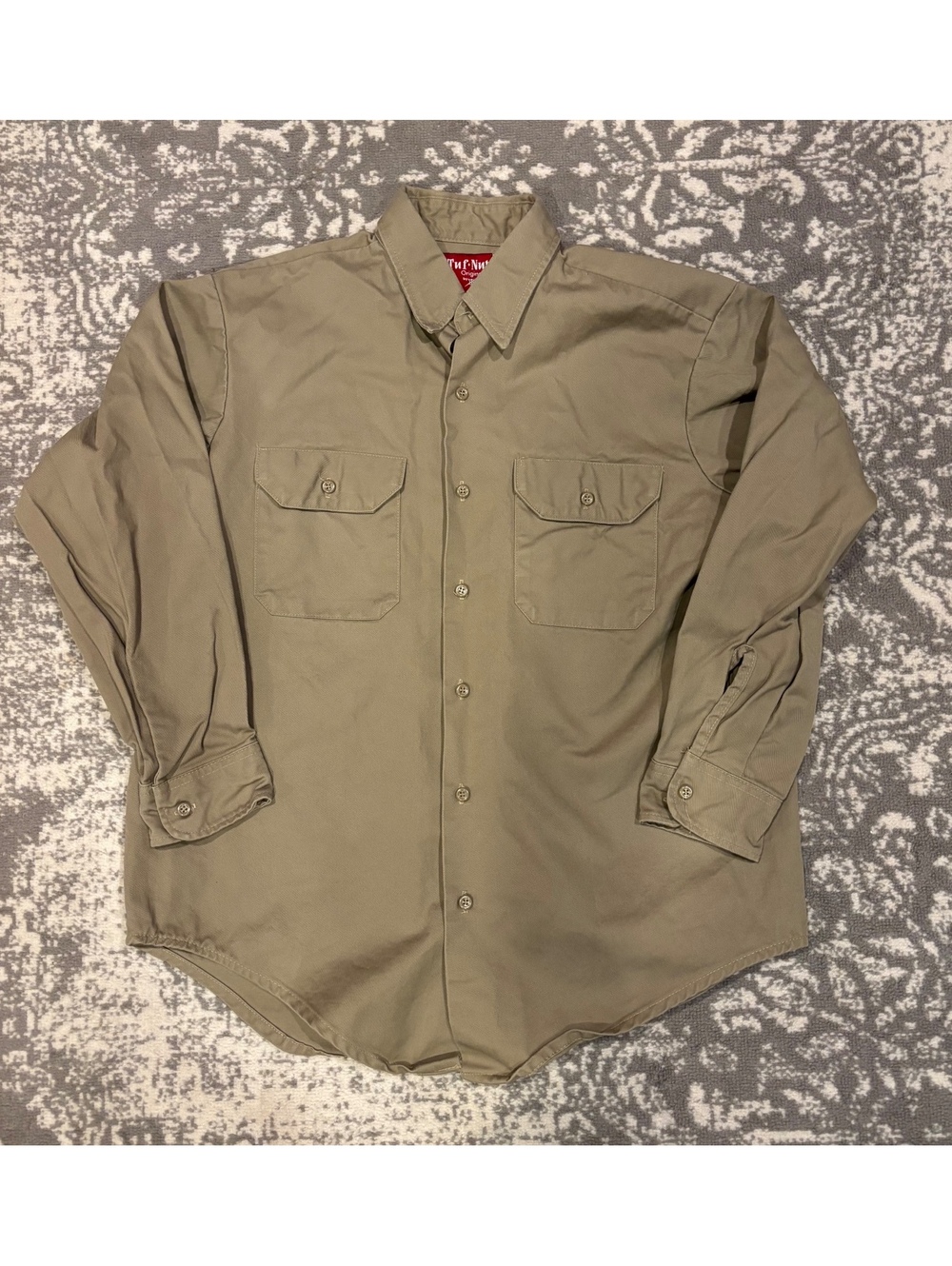 17 33 Tuf Nut Original by Key Work Shirt Khaki Long Sleeve Button-Up Size Large